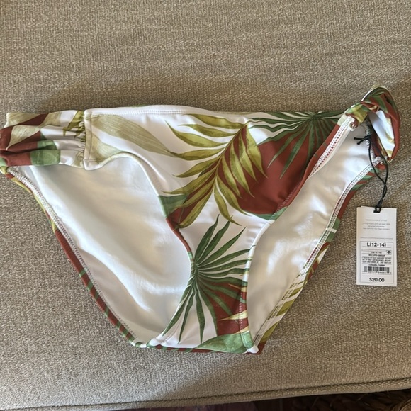 Shade & Shore Tropical Leaf Bikini Bottom L Low Rise Medium Coverage - Picture 4 of 4